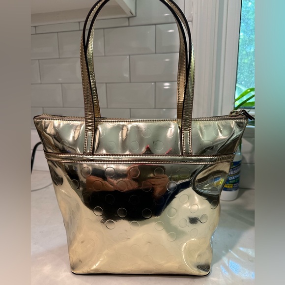 KATE SPADE Jeralyn Camellia Street Gold Patent Leather Tote Bag - Picture 2 of 6
